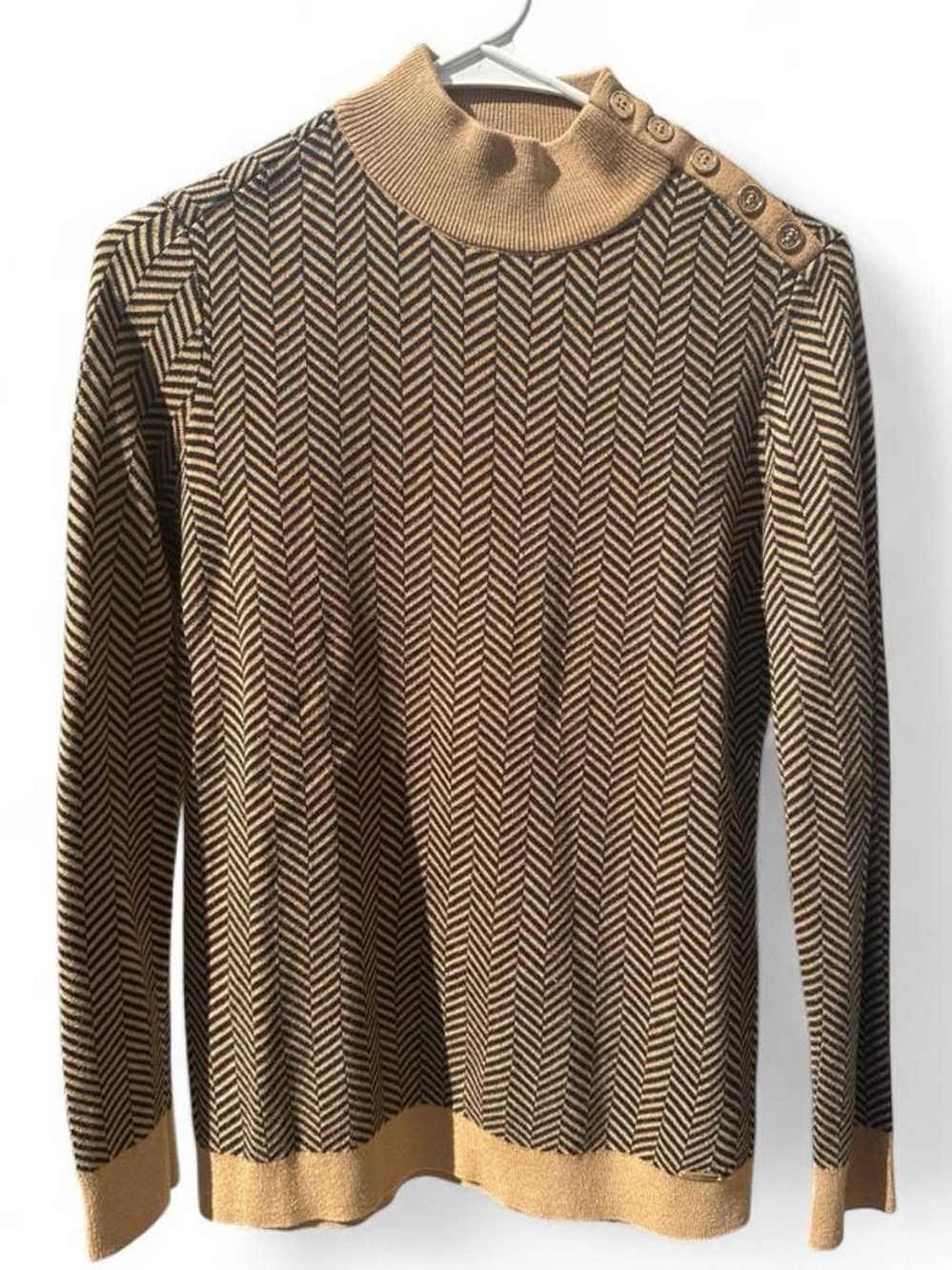 Calvin Klein Chevron Knit Pullover Mock Neck Sweater - Size Small